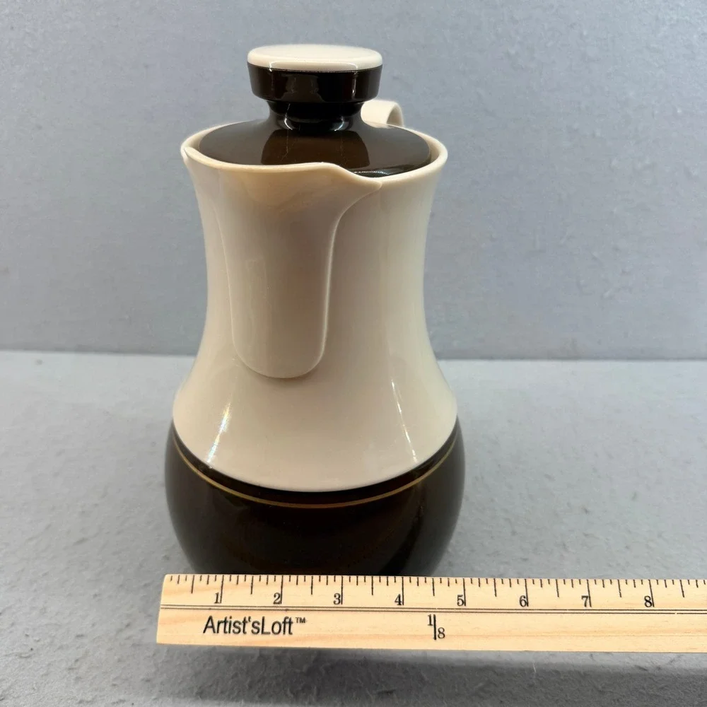 Vintage Thermos No 570 Ingried Coffee Carafe West Germany Cream Brown MCM 10in